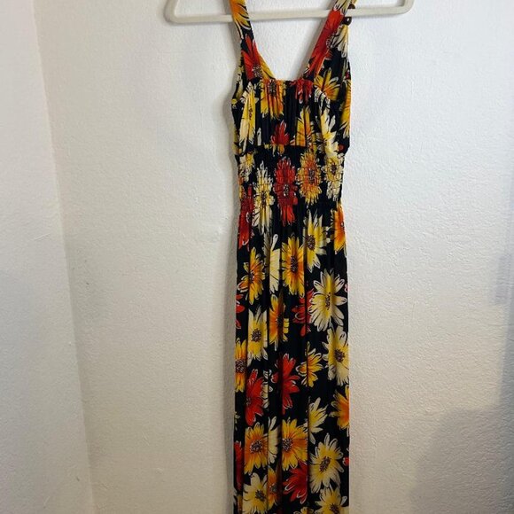 Jin Se Ming Xia Floral Print Maxi Halter Dress with Bead Details Sz XL NWT - Picture 2 of 11